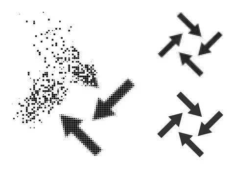Moving and Halftone Dot Centripetal Arrows Icon Illustrazione stock