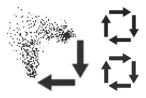 Moving and Halftone Dot Circulation Arrows Icon Illustrazione stock