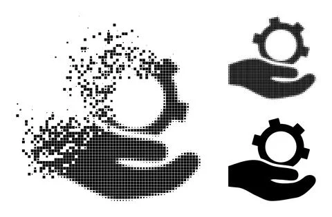 Moving and Halftone Dotted Engineering Service Glyph 스톡 일러스트