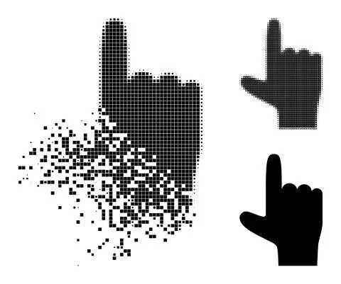 Moving and Halftone Dotted Hand Pointer Up Icon Stock Illustration