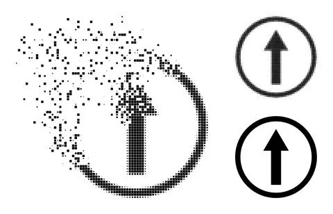 Moving and Halftone Dotted Up Rounded Arrow Icon 스톡 일러스트