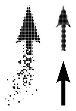 Moving and Halftone Pixelated Sharp Arrow Up Icon Stock Illustration