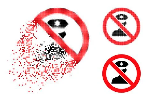 Moving and Halftone Pixelated Stop Policeman Glyph Stock Illustration