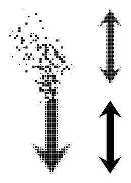 Moving and Halftone Pixelated Vertical Flip Icon Stock Illustration