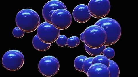 Moving and morphing blue glossy molecules looping 3D animation with alpha Stock Footage 160110430