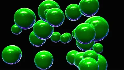 Moving and morphing green glossy molecules looping 3D animation with alpha Stock Footage 160124074