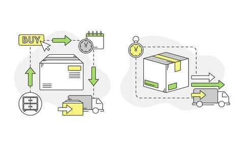 Moving and relocation set. Transportation, logistics and delivery service linear Illustrazione stock