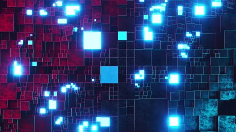 Moving and sparkling blue cubes. Infinitely looped animation Stock Footage 219199152