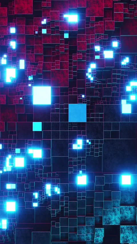 Moving and sparkling blue cubes. Vertical looped video Video stock 226371529
