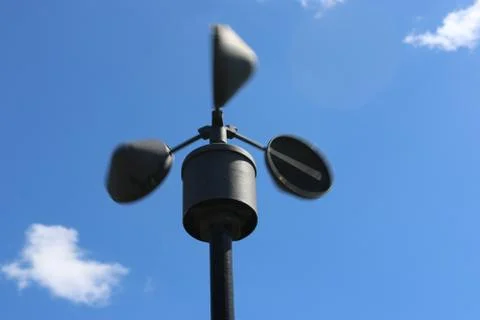 Moving anemometer on pole Stock Photos