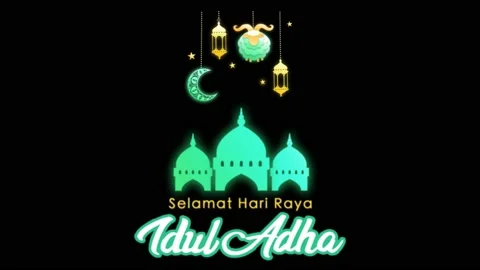 Moving animation of Eid al-Adha and Eid al-Fitr celebrations Stock Footage 234682571