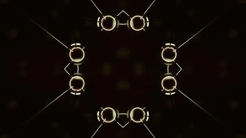 Moving animation with grid with out-of-focus. Design. Circular chains with star Stock Illustration