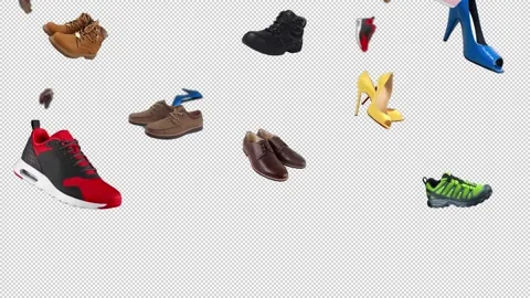 Moving animation of shoes. Transparent background and loop video. Stock Footage 203295945