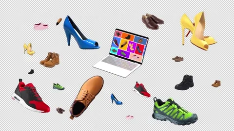 Moving animation of shoes. Transparent background and loop video. Video stock 203300992