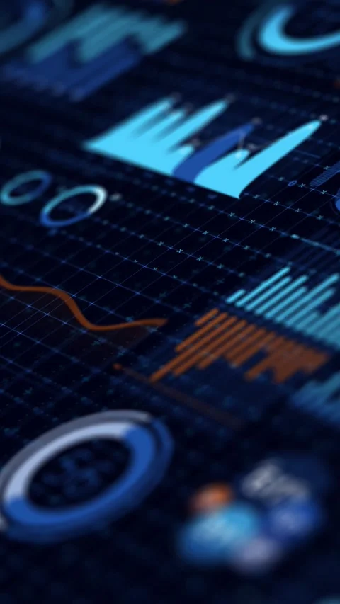 Moving array of stock market abstract infographics. Stock Footage 270166689