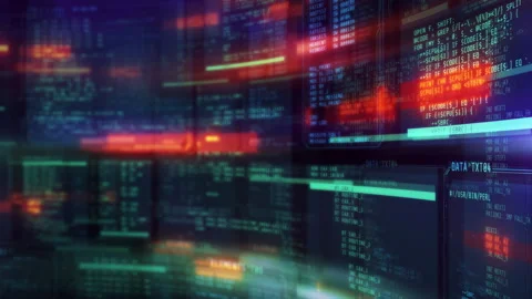 A moving array of windows with code. Stock Footage 252748692