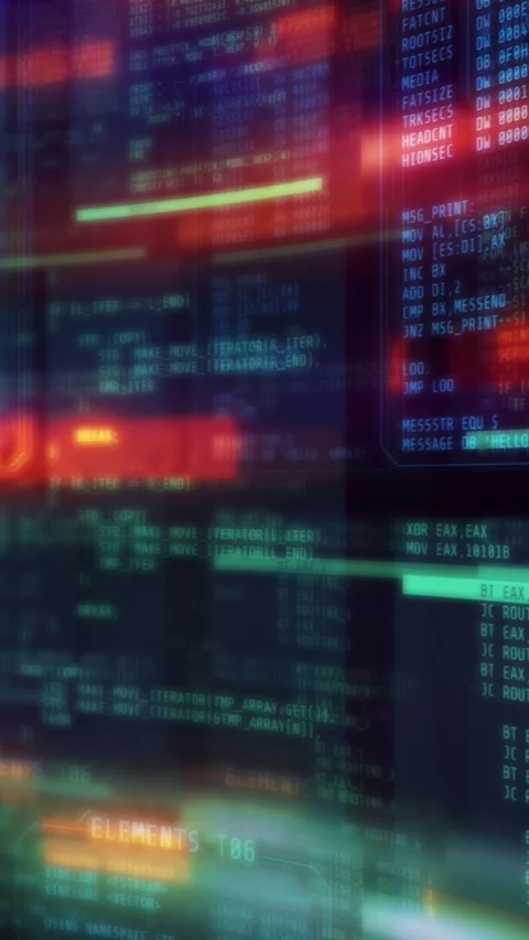 A moving array of windows with code. Stock Footage 270166668