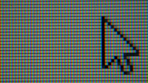 Moving  Arrow Cursor Computer Pointer. Pixels LCD monitor. Real Macro Video.  Video stock 118198089