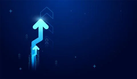 The moving arrows vector illustrates increase and progress in finance and G.. Stock Illustration