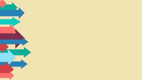 Moving arrows on a yellow background with copy space. Cartoon, 2D animation. Stock Footage 138504377