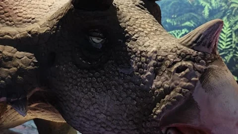 Moving artificial dinosaur sculpture. Stock Footage 306995165