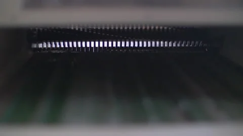 Moving assembly line and cutting tool Stock Footage 154352873