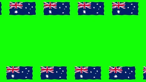 Moving Australia flags decorative frame green screen motion graphics Video stock 262627800