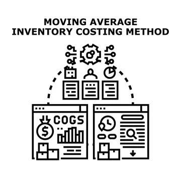 Moving average inventory costing method process icon vector Stockillustratie