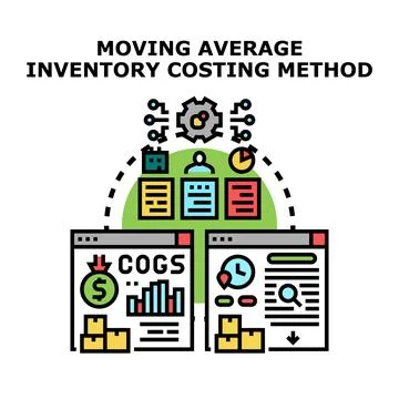 Moving average inventory costing method process icon vector Stock Illustration