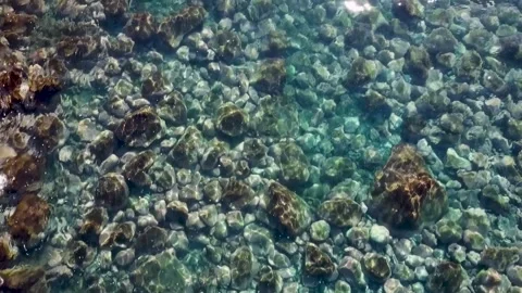 A moving background of colourful underwater rocks under clear water Stock Footage 300342011