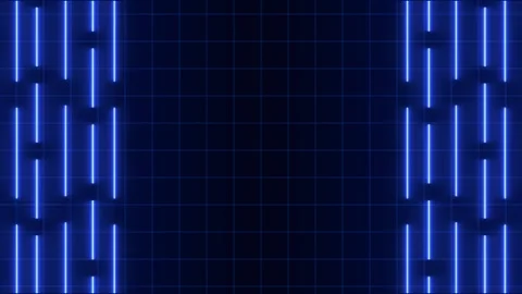 Moving background with neon rays and coordinate grid, background in cyberpunk an Stock Footage 254879095