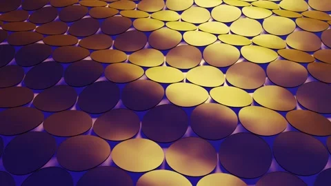 Moving background texture of gold coin disks. Video stock 327305595