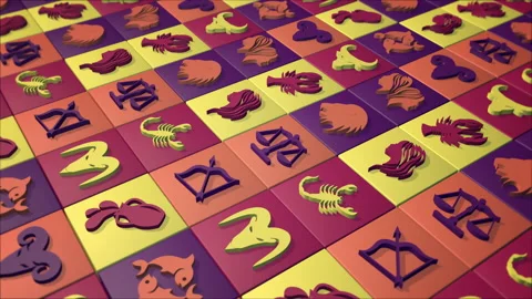 Moving background with Zodiac signs, 3D render Stock Footage 201238722