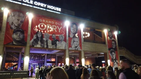 Moving Backwards While People Move Forwards To Enter Concert At Night Opry H 動画素材 129953127