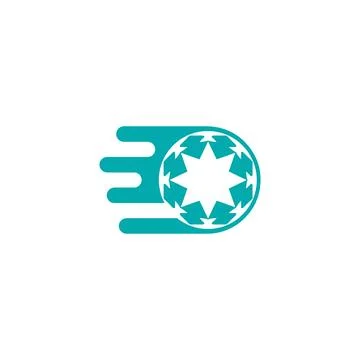 Moving ball logo fast moving ball icon star ball Stock Illustration