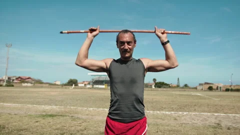 The Moving Bar Helps An Athlete Training Stock Footage 278403748