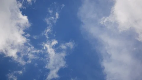 Moving beautiful white cloud with blue sky background at day time Stock Footage 129267443