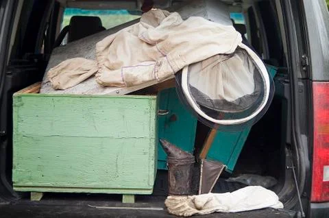 Moving Beehive In Car 写真素材