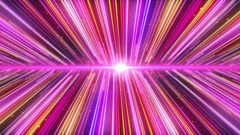Moving between colorful fluorescent streaks with shining star in the center Stock Footage 198059239