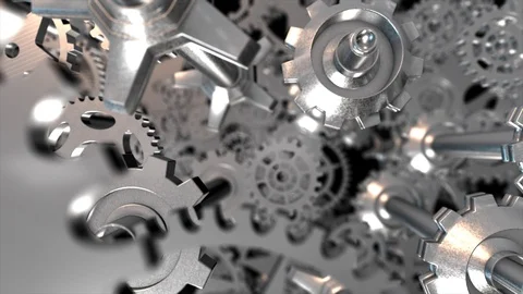 Moving between metal chrome gears 库存影片 120570858