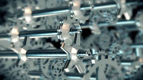Moving between metal chrome gears Video stock 120570866