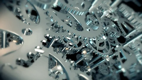 Moving between metal chrome gears 库存影片 120570877