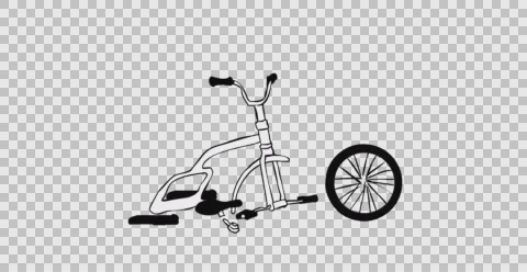 Moving bicycle breaks into pieces isolated on a transparent background. Stock Footage 64731579