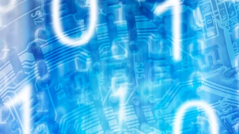 Moving binary blue technology background Video stock 109079129