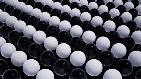 Moving Black and White Sphere Lined up side by side Video stock 240318875