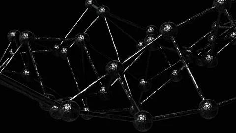 Moving black carbon molecular plexus pattern looping 3D animation with alpha Stock Footage 201854987