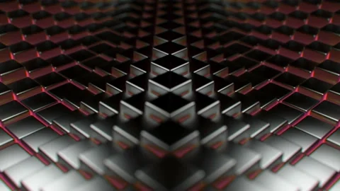 Moving black cubes, red neon, 3D rendering Stock Footage 234350807