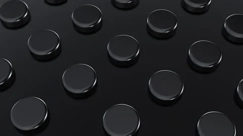 Moving black round shiny elements on dark background Stock Footage 217567337