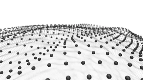 Moving black spheres in one stream Stock Footage 155859443