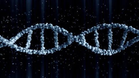 Moving blue DNA molecule model, blank space for custom content. Loopable motion Stock Footage 109465734